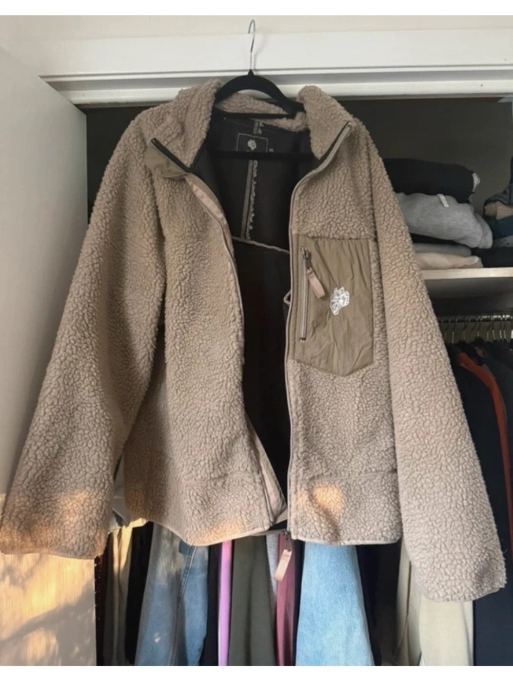Darc Sport Sherpa Jacket Taupe Mens Size XL Gym Street